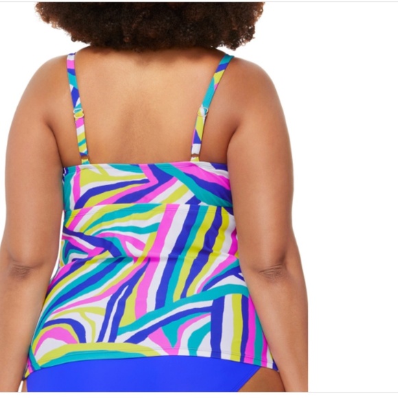 Raisins Curve Trendy Plus Size Aries Underwire Tankini Top - Multi Color 6256 - Picture 2 of 2